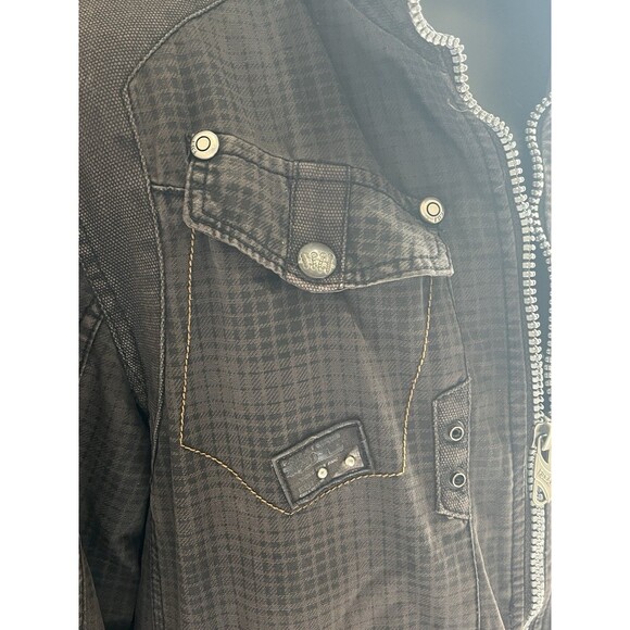 VTG F.U.S.A.I. Jacket Ments Grunge Flannel Brown Y2K Full Zip Snap Sz XL . Flaw - Picture 2 of 15